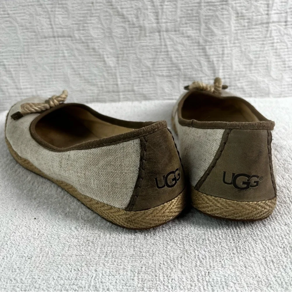 UGG Espadrille Ballet Flats Indah Canvas Womens 9.5 Slip On Neutral Coastal Shoe